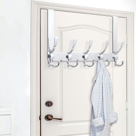 WEBI Over The Door Hooks,Triple Hooks for Hanging,Door Hanger,Over The Door Towel Rack,Door Coat Hanger Coat Rack for Clothes,Behind Bathroom,Chrome,2 Packs