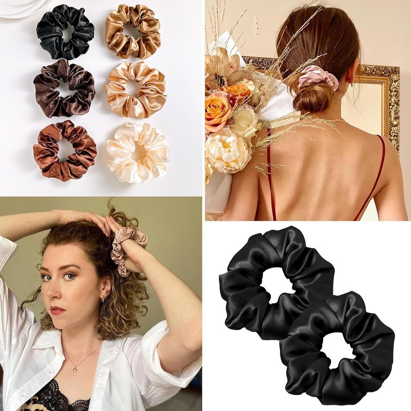 2 PCS Girl Scrunchie 100% Silk Hair Elastics Hair Elastics