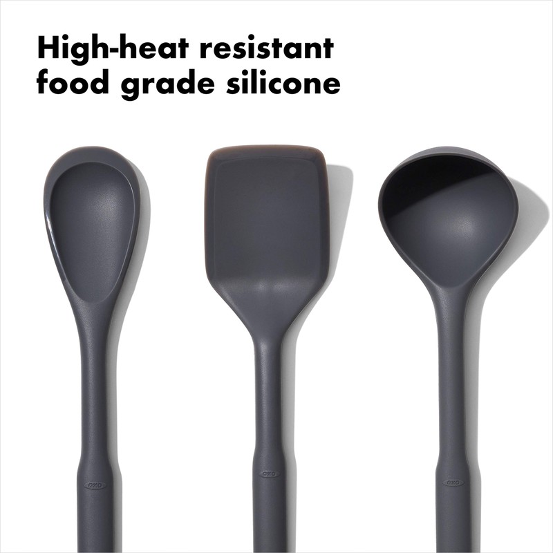 OXO Good Grips 3-Piece Silicone Utensil Set, Gray, One size