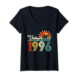 Womens 30 Years Old Gifts Vintage Born in 1996 30th Birthday Retro V-Neck T-Shirt