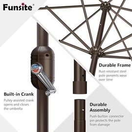 Funsite 11ft Outdoor Patio Umbrella with UV Protection, Heavy-Duty Pole, and Ventilated Design – Ideal for Gardens, Lawns, Decks, Backyards, and Pools, Black White Stripe