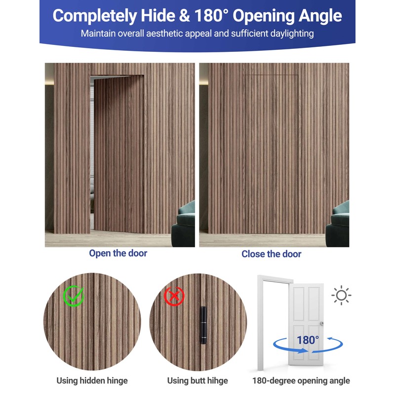 Polar Tangro 6 Inch Invisible Door Hinges (2 Pack), 3D
