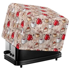 Qehuruxo Coffee Cup Toaster Cover 2 Slice Washable Bread Maker Cover Oven Cover with Loop Bread Machine Dust Cover Protection Anti Stains Small Kitchen Appliance Covers