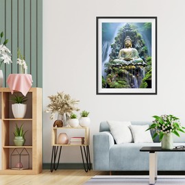 TOSTOG Diamond Painting for Adults Beginners, Buddha Statue Landscape 5D Diamond Painting Kits Pictures DIY Full Drill Diamond Painting Set 30 x 40 cm for Wall Decoration