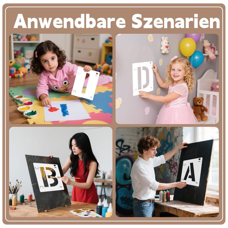 Diffaxy Letter and Number Stencils, Pack of 42 Reusable Stencils