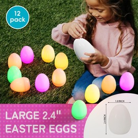 AXEFUN Easter Light-Up Eggs – 12 PCS Colorful Glow Easter Eggs for Holiday Decorations & Egg Hunts, Easter Decorations Easter Egg Ornaments