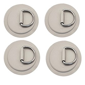 4 Pieces Gray Pad/Patch D Rings for PVC Inflatable Boat Canoe Raft Stainless Steel D-Ring Dinghy Kayak Surfboard Paddle Board(Gray)