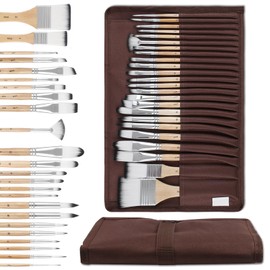 24-Piece Art Paint Brush Set for Various Mediums – Versatile Brushes for Watercolor, Acrylic, Oil, Crafts, and More – Includes Storage Case for Artists, Hobbyists & Beginners