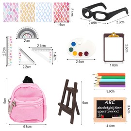 Miniature Dollhouse Accessories, School Supplies, Gnome Furniture, Dollhouse School Accessories, 1:12 Gnome Accessories for DIY Gnome House Decor Christmas Gifts, Mini Book Backpack, Blackboard,