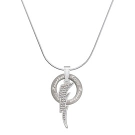 Delight Jewelry Silvertone Large Clear Crystal Lightning Bolt - Silvertone Happy Hanukkah Message Ring Necklace, 18"