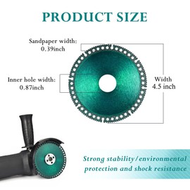 Mornajina ‎10 Packs 4-1/2" Indestructible Disc for Grinder, Indestructible Grinder Disc for Angle Grinder 7/8" (Model 115/125), Fit Smooth Cutting, Chamfering, Grinding of All Materials (Green)