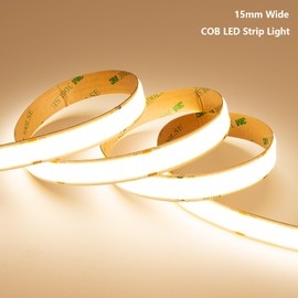 BENLUN 24V 15MM Wide COB LED Strip Light 32.8ft (2 Rolls of 16.4ft), 3000K Warm White Super Bright 25W/M 2750LM/M CRI 92 LED Tape Lights with Power Supply for Living Room Commercial