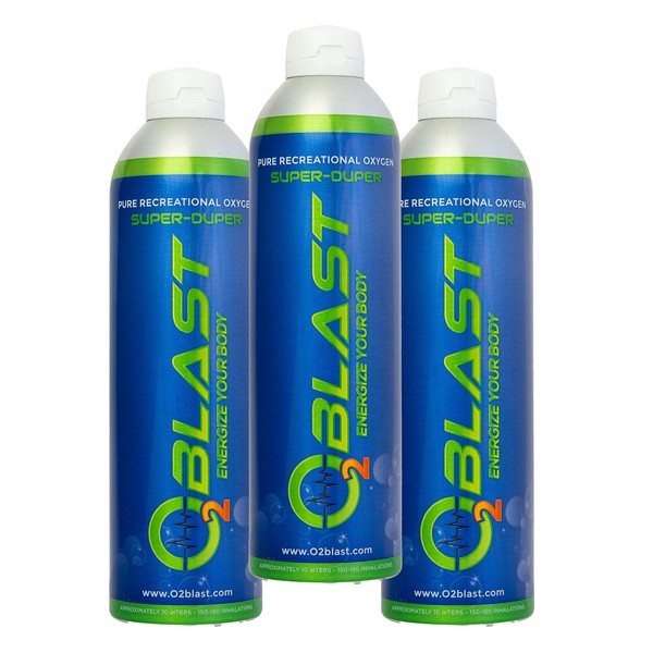 O2 Blast 99.7% Pure Oxygen, 10 Liter 3 Pack Portable Can with Sanitary flip top Cap, Increase Stamina & Reduce Recovery Time, Ideal for High Altitude & Sports Recovery