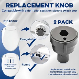 Terixe 2 Pack Replacement Knob for Brondell Bidet Toilet Seat, Compatible with Non-Electric Swash Seat, Injection Moulding,ABS Material, Black