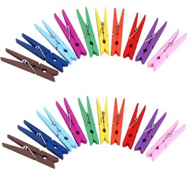 40PCS Wooden Clothes Pins Wood Clothespins Colorful Clothespins Strong Grip Clothes Pegs Photo Clips for Crafts Hanging Cloth