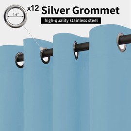 Easy-Going Outdoor Curtains Waterproof Windproof Weatherproof Curtain for Patio, Cabana, Porch, Pergola and Gazebo, Grommet Top and Tab Bottom Drape, 1panel, 110x84 inch, Sky Blue