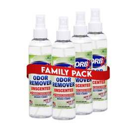 ZORBX Unscented Odor Eliminator for Strong Odor 7.5 Fl Oz, Pack of 4 - Used in Hospitals & Healthcare Facilities - Advanced Formula, Fast-Acting Odor Remover Spray for Dog, Cat, House & Carpet