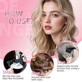 ROOHUA 8 Pcs Hair Coloring Kit - Professional Hair Dye Tools for Home Salon Use with Bowl, Brush, Comb, Clips, Gloves & Shower Cap - Reusable Supplies