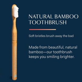 Better & Better Natural Bamboo Toothbrush | Soft Bristles | 100% Plant-Based | Reusable Handle and Replaceable Brush Head | Eco-Friendly, Zero Plastic | Adult Size, Blue