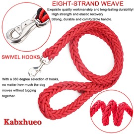 Kabxhueo Strong Rope Dog Lead and Collar Set 4FT Durable Braided Dog Collars and Leads Set Nylon Rope Leashes with Heavy Duty Clips Slip Lead Collar with Metal Chain for Small Medium Large Dogs, Red