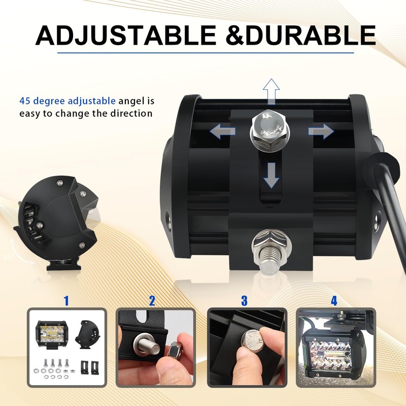 AveneMark 4‘’ 60W LED Work Light Pods（2 PCS） with 2.5‘’