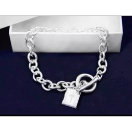 Unbranded Chunky Silver Bracelet with Bible (bible opens) Charm Religious God Faith NEW