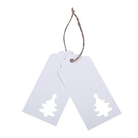 100 Pcs Kraft Paper Hollow Christmas Tree Gift Tags with String Christmas Wrapping Tags Blank Gift Tag Vintage Craft Hang Tags with Jute Twine(White)