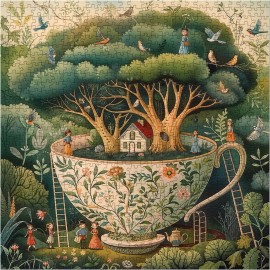 Brand: Larkipuzz Beautiful Tea Cup Tree Puzzles for Adults 1000 Pieces, Magic Bird House...