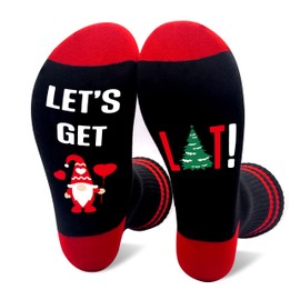 Funny Christmas Socks For Women Men, Let's Get Lit Themed Socks, Novelty Holiday Gifts For Women Men Girls Friend Family Sister, Secret Santa Socks, Cute Christmas Tree Socks For Travel Trip Work -57