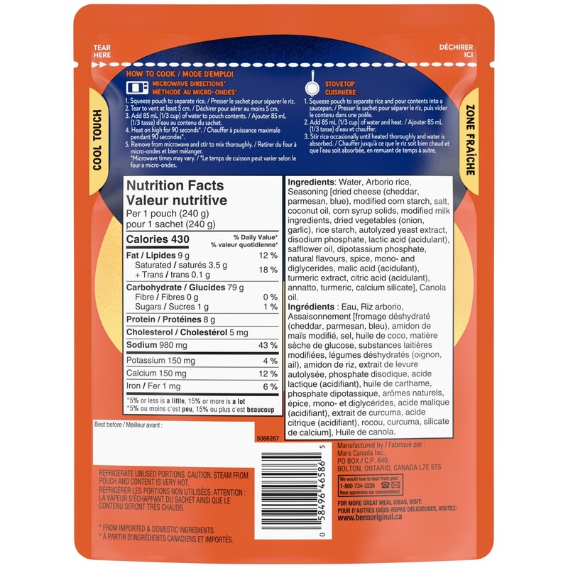 BEN'S ORIGINAL Risotto Cheese Flavour Side Dish, 240g Pouch