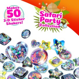 3D Sticker Maker Kit for Girls and Boys, DIY Arts and Crafts Fun for Ages 6+, Creative Toy Gift Set Includes 50+ Custom Refills- Safari Party Pack | ILY