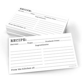 321Done Small 3x5 Recipe Cards (Set of 50) Typewriter White Vintage - From the Kitchen Of - Double-Sided for Weddings, Bridal Shower, Baby, Recipe Gift Exchange - Made in USA - Unisex Minimalist
