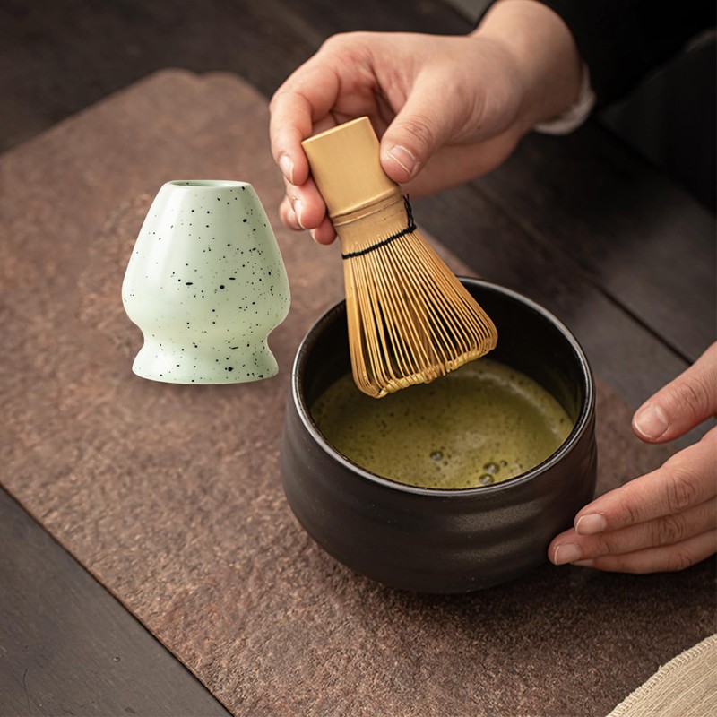 Matcha Tea Set with Bamboo Matcha Whisk and Spoon, Ceramic
