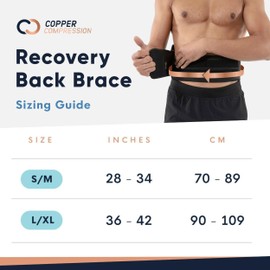 Copper Compression Lower Back Lumbar Support Brace, 1 Guaranteed Highest Copper Content, Great for All Activities! Infused Fit Wrap/Belt, Wear Anywhere! (Waist 39" - 50")