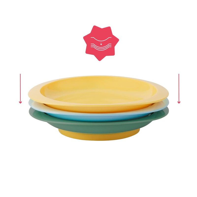 Badabulle Non-Slip Plates Set of 3 Multicoloured