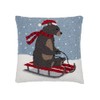 C&F Home Sledding Bear Hooked Pillow 18" x 18" Brown