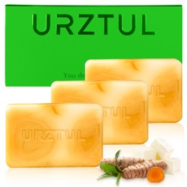 URZTUL 3 PCS Turmeric Goat Milk Soap Bar, Natural Handmade tumeric Goats Bar Soap for Face & Body Cleansing Wash, Smoothing Rough Skin Remove Dead Skin Exfoliating Soap for Women, Mens Sensitive Skin