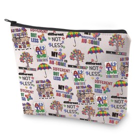 BLUPARK Awareness Support Gift Gift Different Not Less Makeup Bag Autism Mom Gift Autism Awareness Puzzle Cosmetic Bag, Different Not Less, Retro