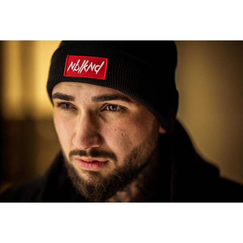 Nebelkind Herren Beanie Folded Patch Strickmütze Schwarz One Size