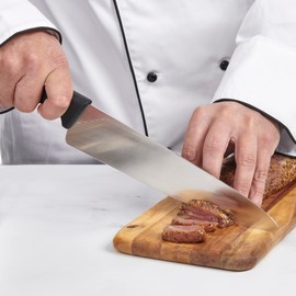 Cutlery-Pro Chef Knife | Premium German Steel Blade | Sturdy Curved Blade | Cat Cora Approved | Soft-Grip Handle | Versatile for Chopping, Mincing & Slicing - 10-Inch Blade