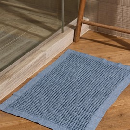 ONSEN Supima Waffle Bath Mat – Ultra-Absorbent, Quick-Drying 100% Supima Cotton Bathroom Rug – Soft, Durable & Stylish (Denim)