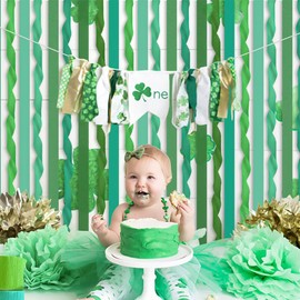 CC wonderland zone 6 Rolls Green Crepe Paper Streamers for Party Decorations-4.5CMx25M Each Roll(Light Green,Green,Dark Green)