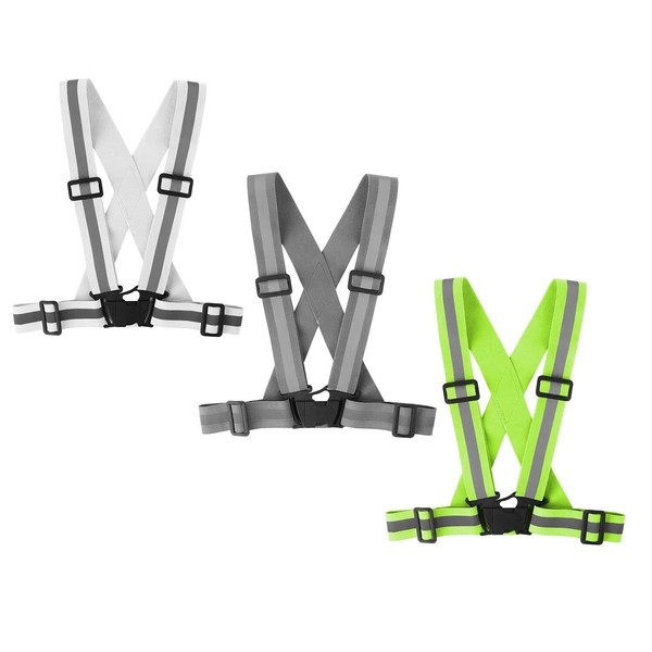 for Running Reflective Vest Gear 3 Pack Adjustable Safety Vest