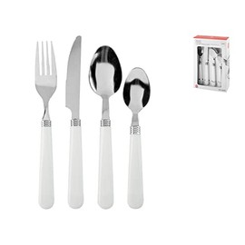 Home 756467 Cutlery Set 24 Pieces Stainless Steel White Handle Steel Plastic
