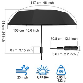 Verssdaan 46-inch Automatic Travel Umbrella 3-in-1 Wind & Rain & UV Protection, 5s Quick Fold, Effortless Storage, Non-Rebound Design, Durable (Pink)