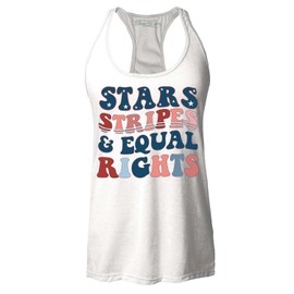 shop4ever Stars Stripes and Equal Rights 4th of July Women's Racerback Tank Top X-Small Heather White
