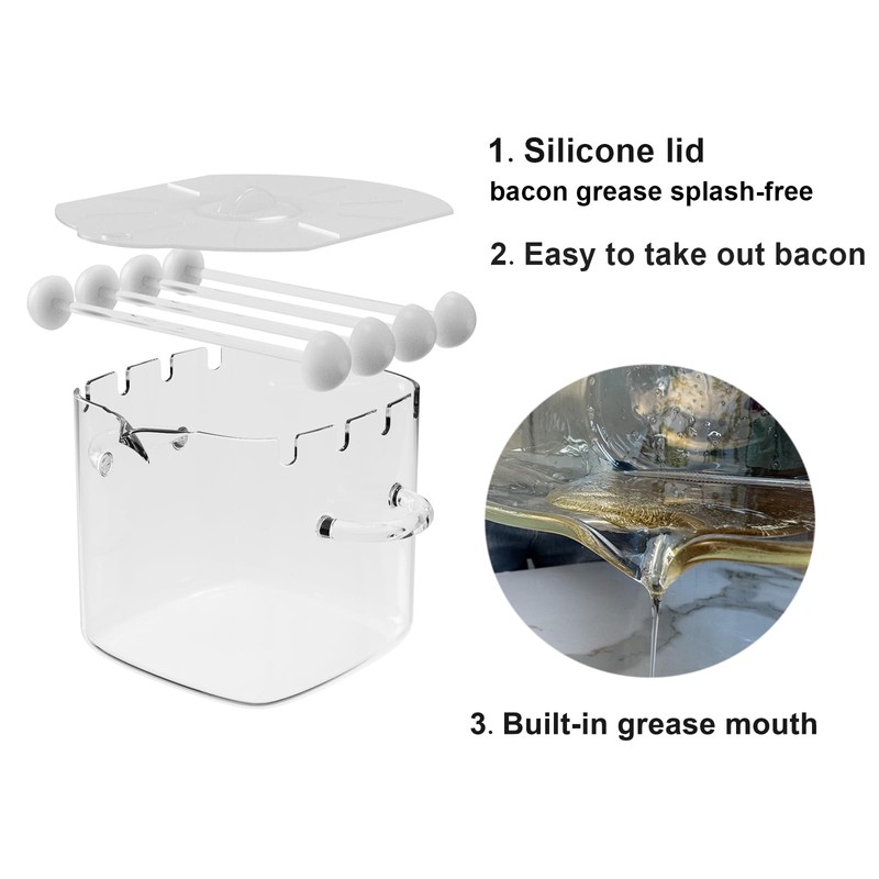 Glass Microwave Bacon Cooker, Microwave Popcorn Popper, 100oz Glass jar