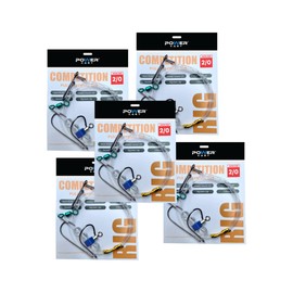 Power Cast Competition Pulley Pennel Fishing Rig Set, 2/0 and 3/0 Hooks, 5 Rigs per Pack (Hook Size 2/0)