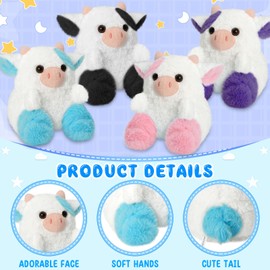 REUCLOTHIM Cow Plush Toy, Plush Pillow Cow Toy, Palm Cows Plush Stuffed Animal Toy, Cartoon Cute Cow Plush Toy,Blue..