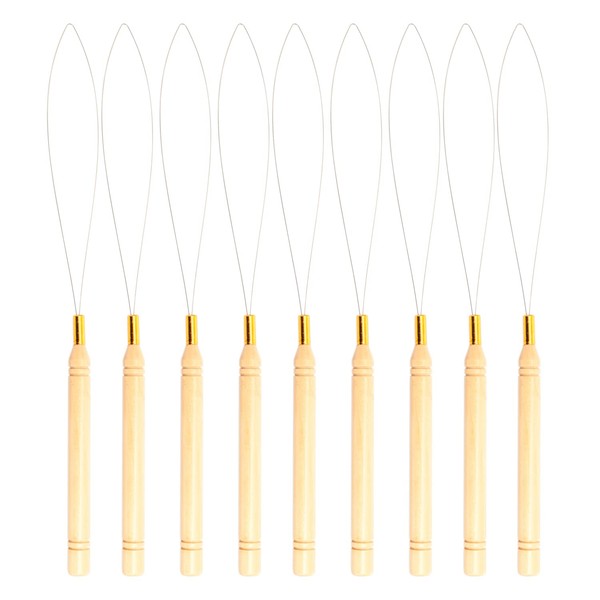 zalati Threader Yarn 10pcs Threading Needle with Wooden Hanldebar for